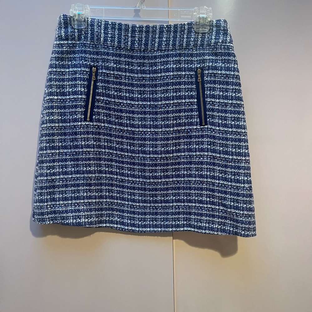 LOFT Navy Checkered Mini Skirt